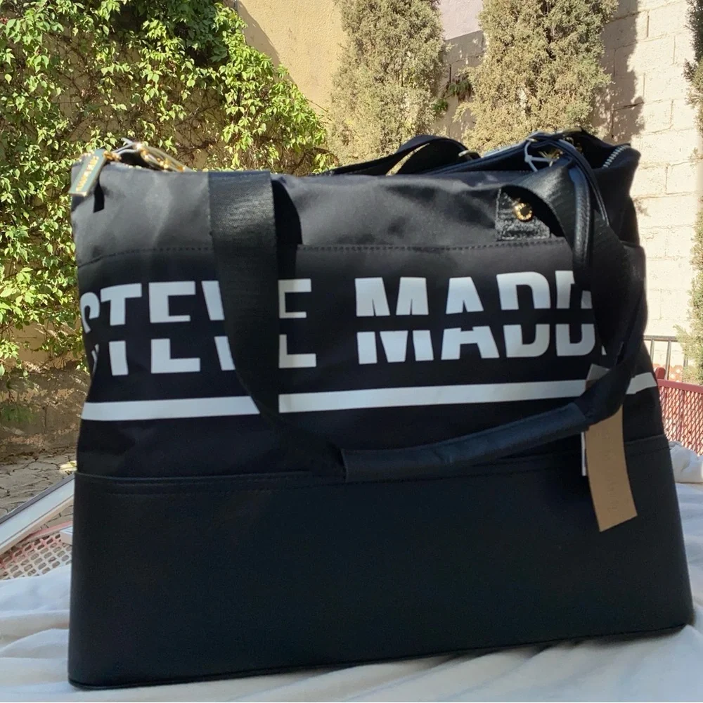 NWT STEVE MADDEN WOMAN BAG LARGE/BIG BLACK WHITE COLOR - Picture 2 of 8